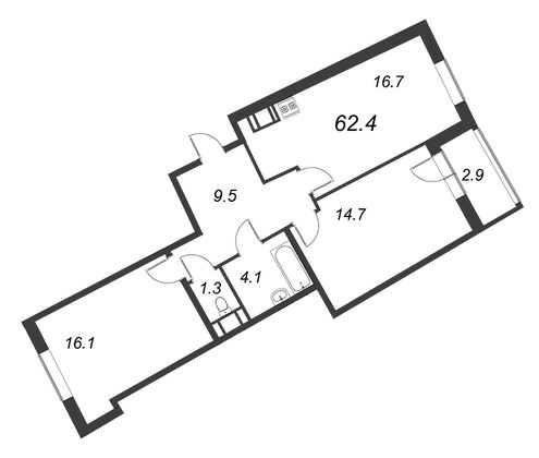 Продажа 3-комнатной квартиры 61,6 м², 4/20 этаж