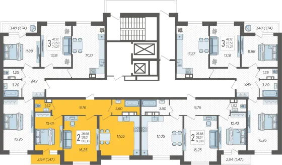 Продажа 2-комнатной квартиры 60,1 м², 6/19 этаж