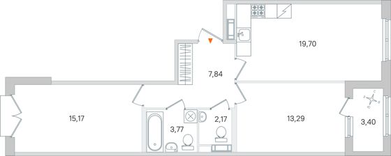Продажа 2-комнатной квартиры 63,6 м², 3/4 этаж