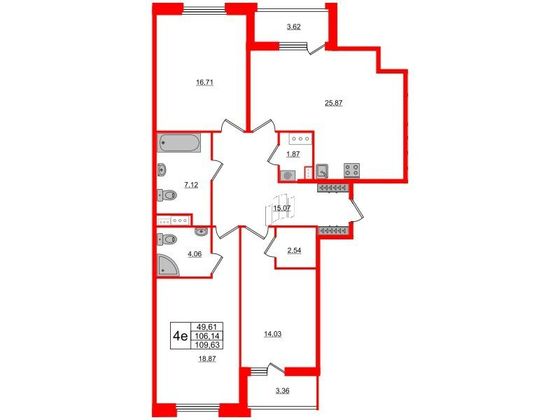 Продажа 3-комнатной квартиры 106,1 м², 3/10 этаж