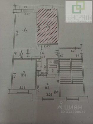 Продажа 1 комнаты, 17,3 м², 3/5 этаж