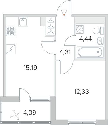 Продажа 1-комнатной квартиры 38,3 м², 5/5 этаж