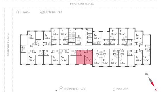 32,7 м², 1-комн. квартира, 5/22 этаж