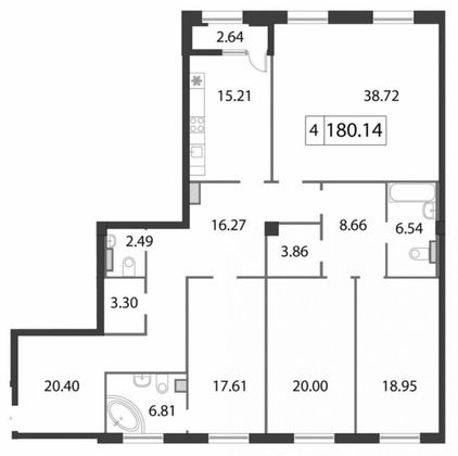 Продажа 4-комнатной квартиры 180,7 м², 5/9 этаж