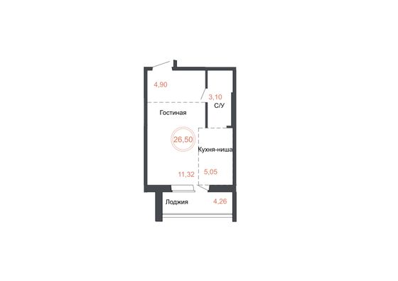 Продажа квартиры-студии 26,5 м², 10 этаж