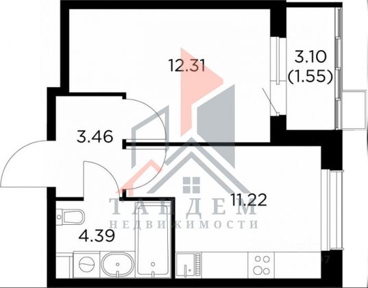 Продажа 1-комнатной квартиры 34,2 м², 6/10 этаж