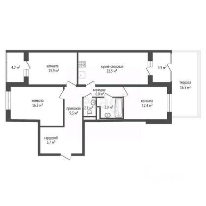 Продажа 4-комнатной квартиры 92,8 м², 1/4 этаж