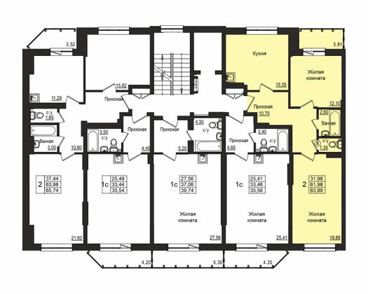 61,7 м², 2-комн. квартира, 7/27 этаж