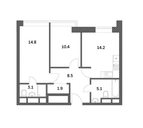 Продажа 2-комнатной квартиры 58 м², 18/19 этаж