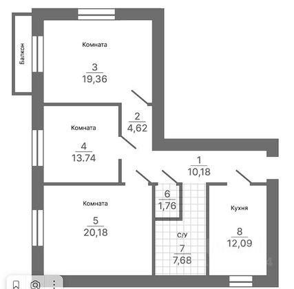 Продажа 3-комнатной квартиры 90 м², 3/4 этаж