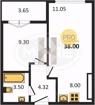 Продажа 1-комнатной квартиры 38 м², 8/16 этаж