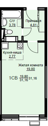 Продажа квартиры-студии 31,2 м², 1/17 этаж