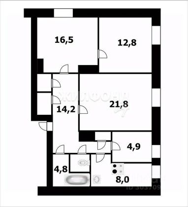 Продажа 4-комнатной квартиры 86 м², 1/5 этаж