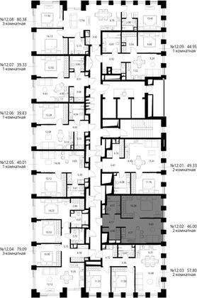 Продажа 2-комнатной квартиры 46 м², 12/26 этаж