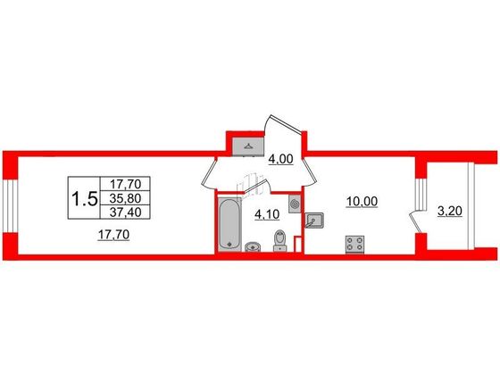 Продажа 1-комнатной квартиры 35,8 м², 1/4 этаж