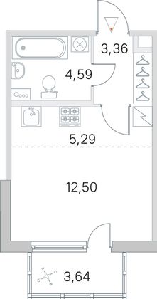 Продажа квартиры-студии 26,8 м², 2/5 этаж