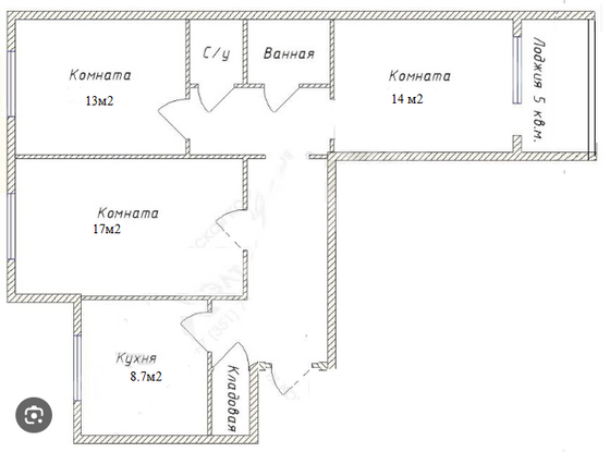 Продажа 3-комнатной квартиры 65 м², 3/9 этаж