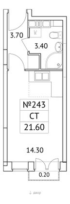 21,6 м², студия, 7/11 этаж