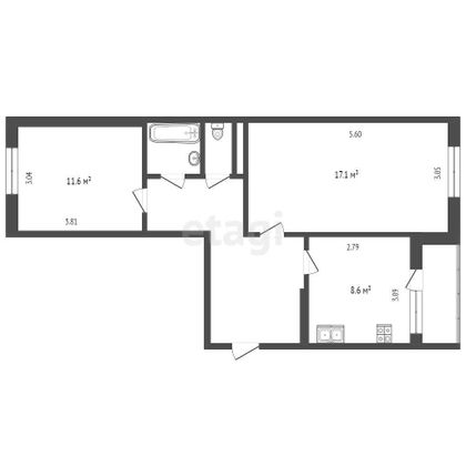 Продажа 2-комнатной квартиры 53 м², 4/5 этаж