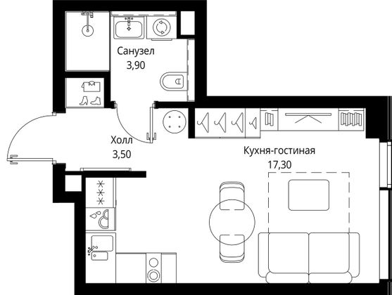 Продажа квартиры-студии 24,7 м², 4 этаж