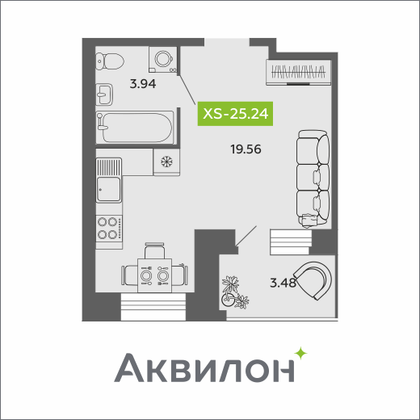 25,2 м², студия, 10/11 этаж