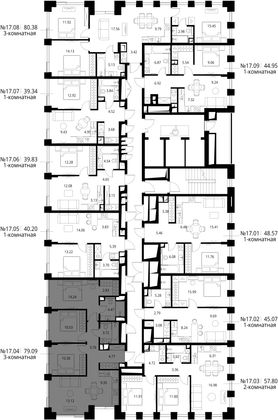 Продажа 3-комнатной квартиры 79,1 м², 17/26 этаж