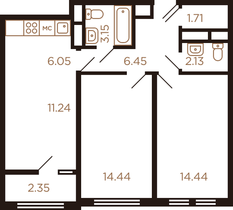 Продажа 3-комнатной квартиры 59,6 м², 5/8 этаж