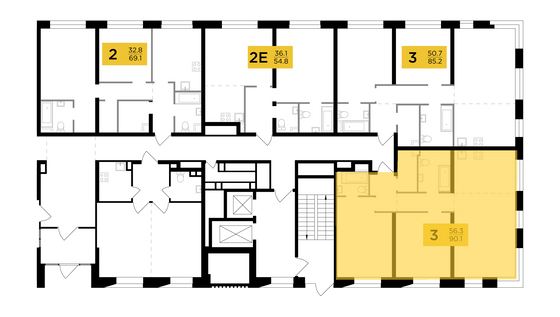 Продажа 3-комнатной квартиры 90,1 м², 2/14 этаж