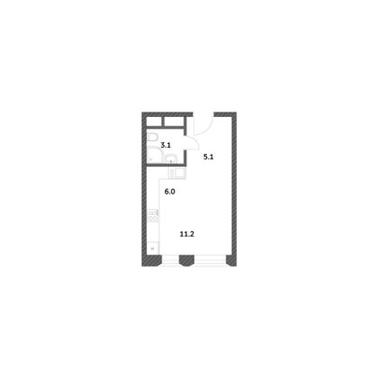 Продажа квартиры-студии 25,4 м², 20/25 этаж