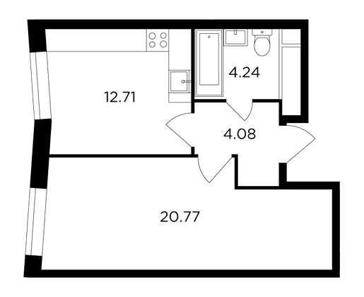Продажа 1-комнатной квартиры 41,8 м², 26/30 этаж