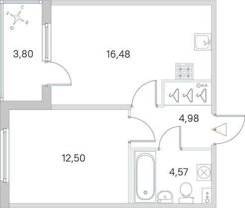 Продажа 1-комнатной квартиры 40,4 м², 1/4 этаж