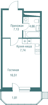 Продажа квартиры-студии 37,8 м², 14/20 этаж