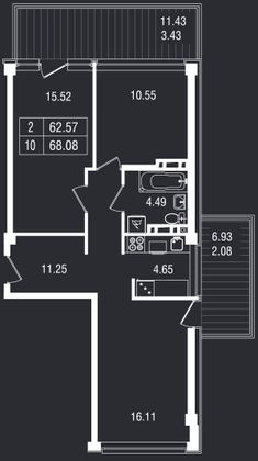 Продажа 3-комнатной квартиры 68,1 м², 2/8 этаж