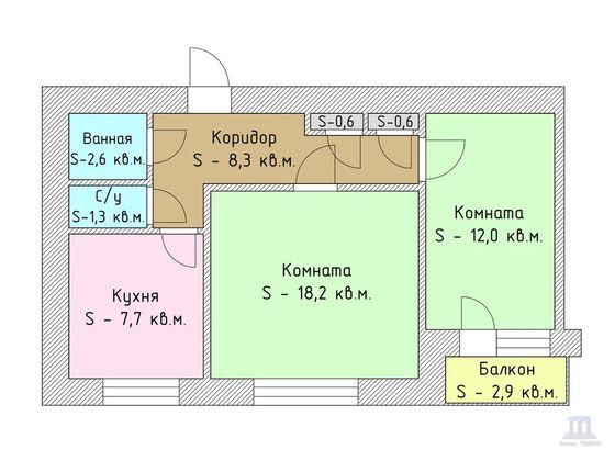 Продажа 2-комнатной квартиры 52,8 м², 5/9 этаж