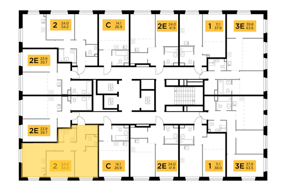 Продажа 2-комнатной квартиры 54,2 м², 7/23 этаж