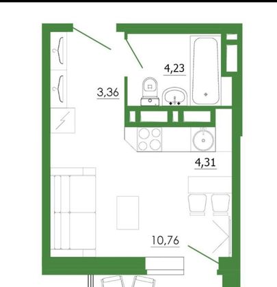 Продажа 1-комнатной квартиры 26,4 м², 16/24 этаж