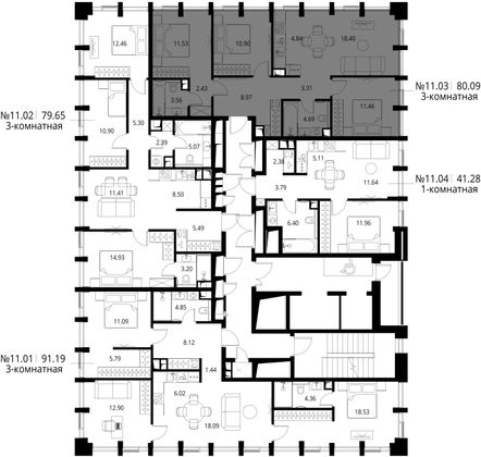 Продажа 3-комнатной квартиры 80,1 м², 11/19 этаж