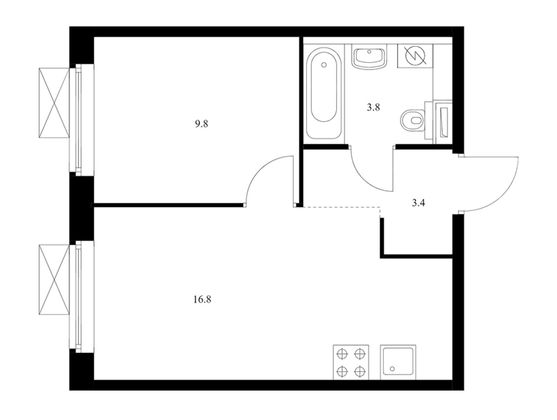 Продажа 1-комнатной квартиры 33,8 м², 9/25 этаж