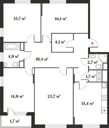 119,1 м², 4-комн. квартира, 5/6 этаж