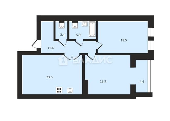 Продажа 2-комнатной квартиры 86 м², 1/3 этаж