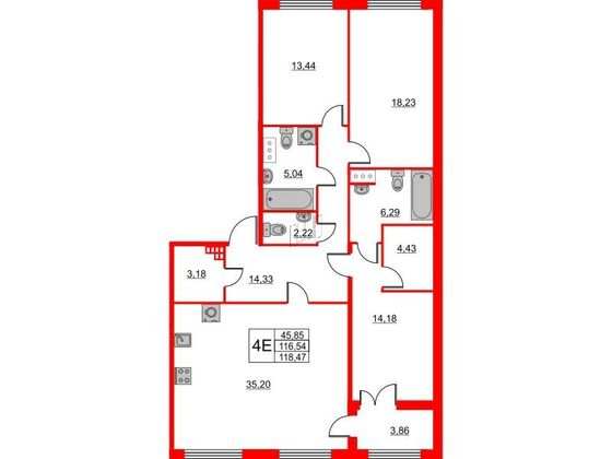 Продажа 3-комнатной квартиры 114,3 м², 2/8 этаж