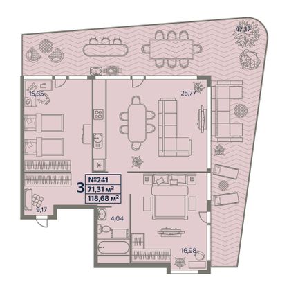 118,7 м², 3-комн. квартира, 5/8 этаж