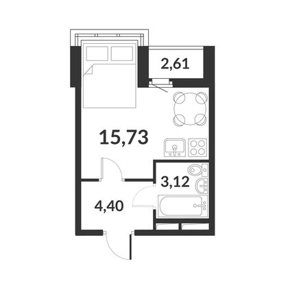 Продажа квартиры-студии 24,6 м², 2/12 этаж