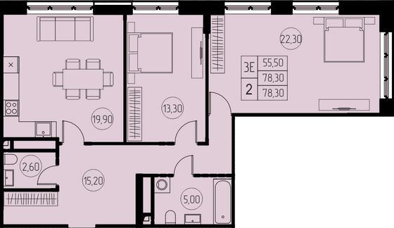 78,3 м², 3-комн. квартира, 11/18 этаж