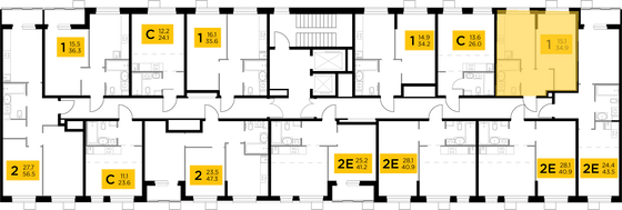 Продажа 1-комнатной квартиры 34,9 м², 2/14 этаж