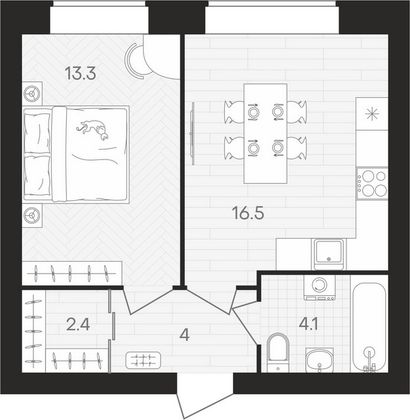 Продажа 1-комнатной квартиры 40,3 м², 4/10 этаж