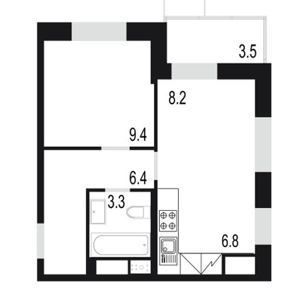 37,6 м², 2-комн. квартира, 23/25 этаж