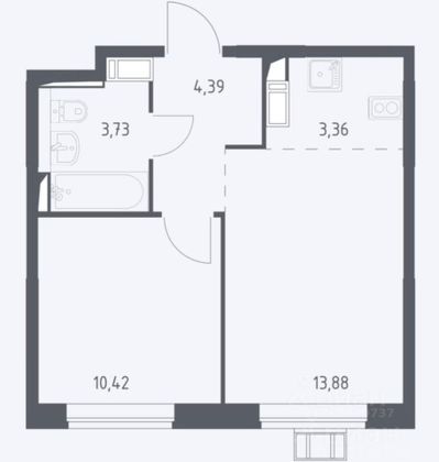 Продажа 2-комнатной квартиры 35,8 м², 3/17 этаж