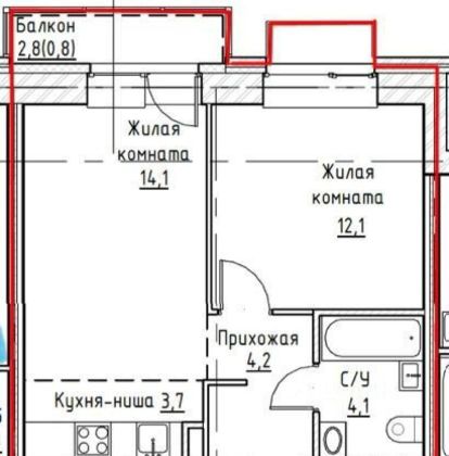Продажа 2-комнатной квартиры 41 м², 3/8 этаж
