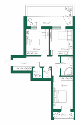 Продажа 2-комнатной квартиры 72,8 м², 2/9 этаж